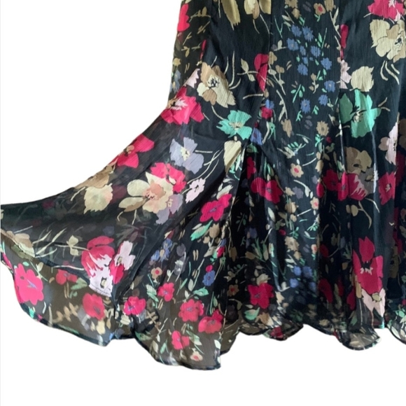 Vintage 1990s Ralph Lauren Floral Chiffon Skirt Lined - Picture 2 of 7